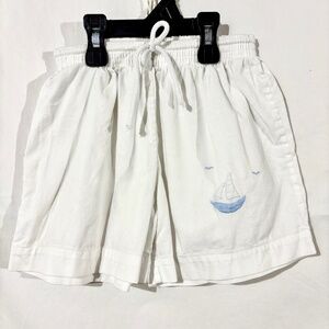 Vintage Strasburg White‎ Embroidered Blue Sailboat Little Boy Shorts Size 4